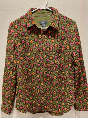 Maeve Anthropologie Floral Embroidered Button Down Blouse Size 6